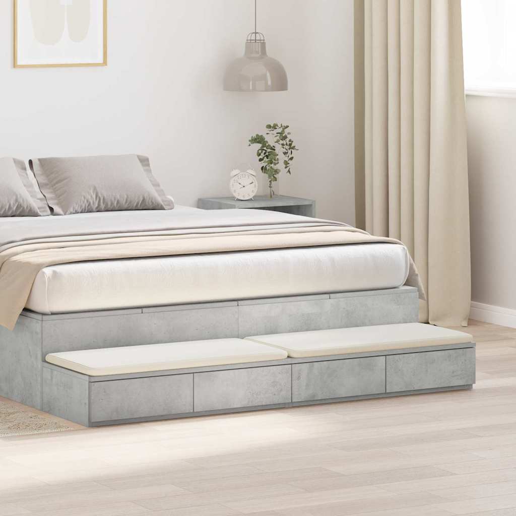 vidaXL Szuflady do łóżka Betonowy szary 135 x 36,5 x 16,5 cm