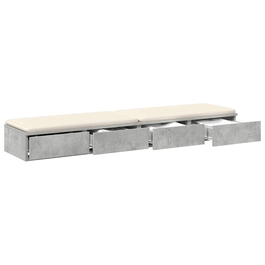 vidaXL Szuflady do łóżka Betonowy szary 135 x 36,5 x 16,5 cm