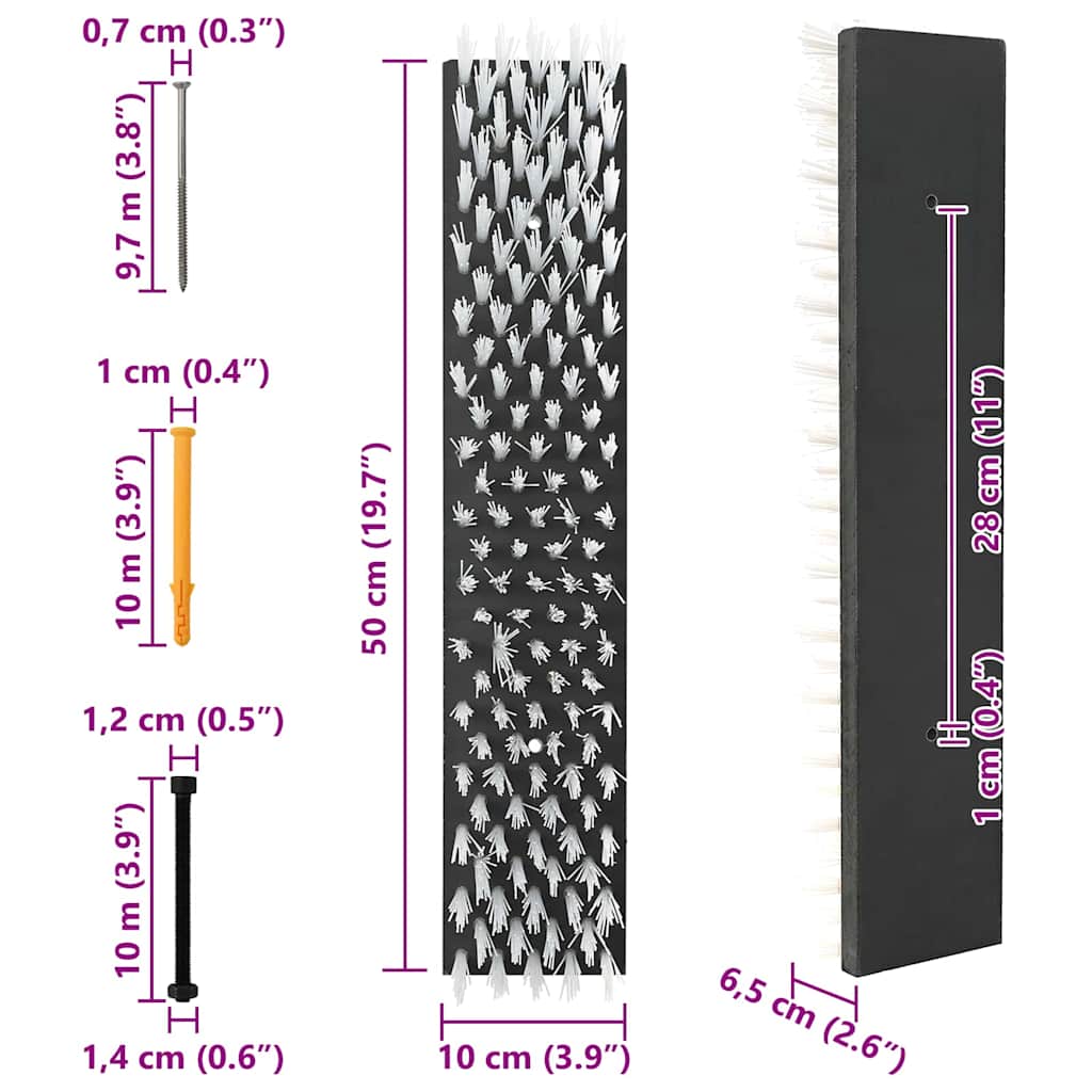 vidaXL Szczotki do bydła Czarny i Biały 50 x 10 x 6.5 cm