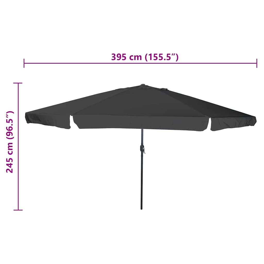 vidaXL Parasolka ogrodowa Antracyt 394 x 394 x 248 cm Poliester i Stal