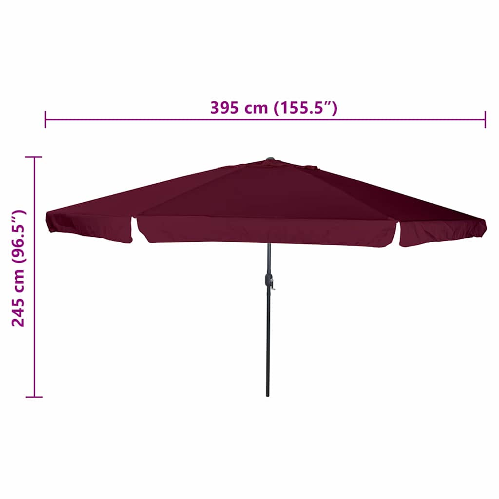 vidaXL Parasolka ogrodowa Bordeaux Czerwony 394 x 394 x 248 cm