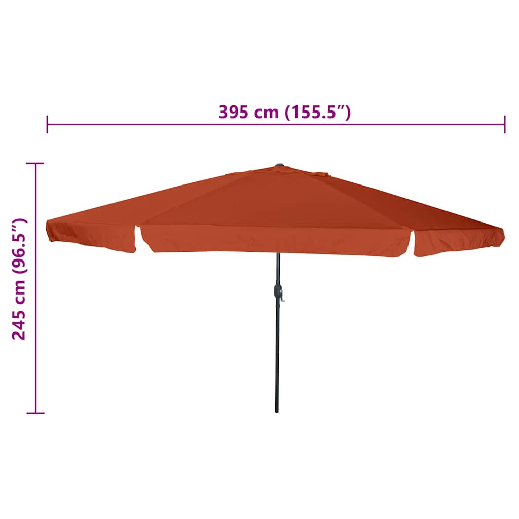 vidaXL Parasolka ogrodowa terakota 394 x 394 x 248 cm Poliester i Stal