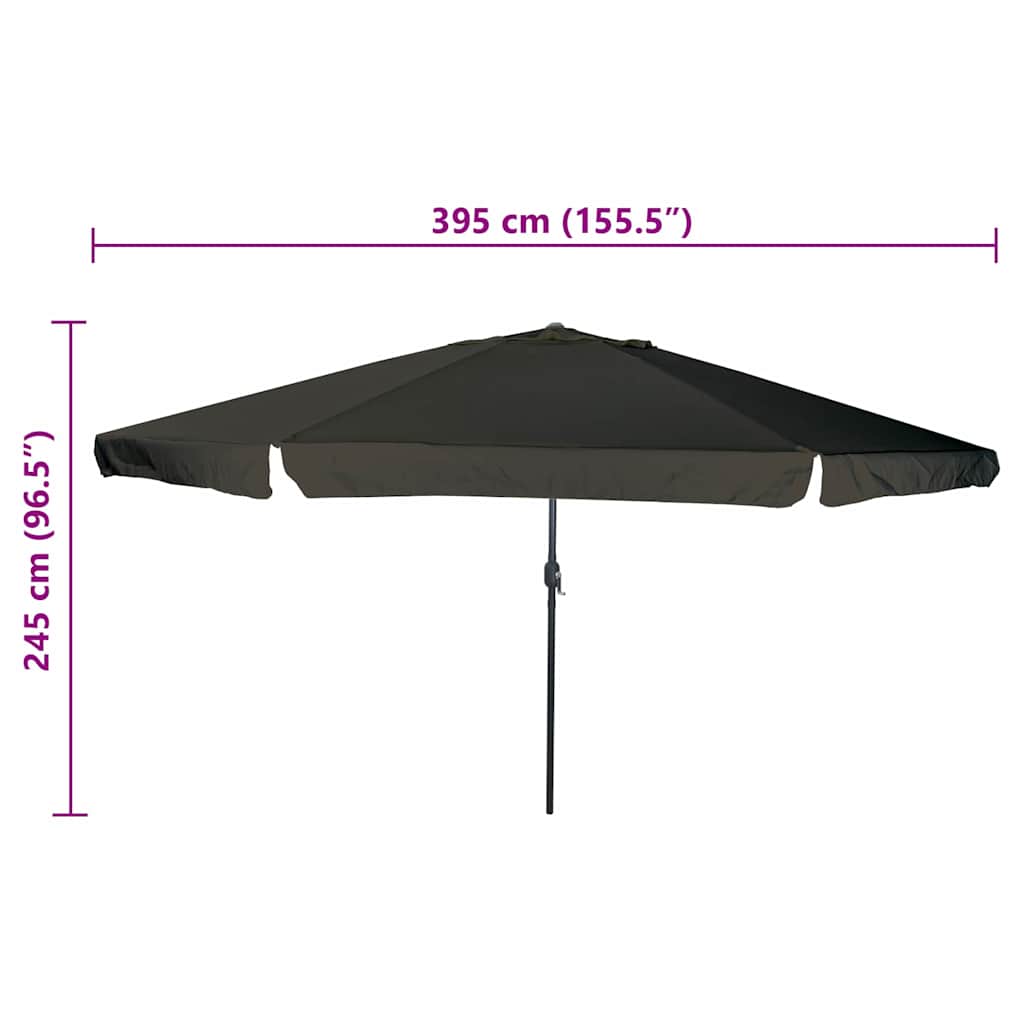 vidaXL Parasolka ogrodowa Czarny 394 x 394 x 248 cm Poliester i Stal