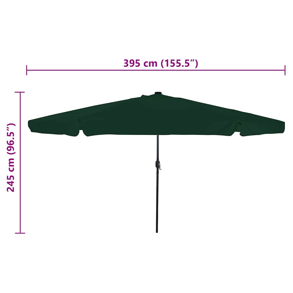vidaXL Parasolka ogrodowa Zielony 395 x 395 x 245 cm Poliester