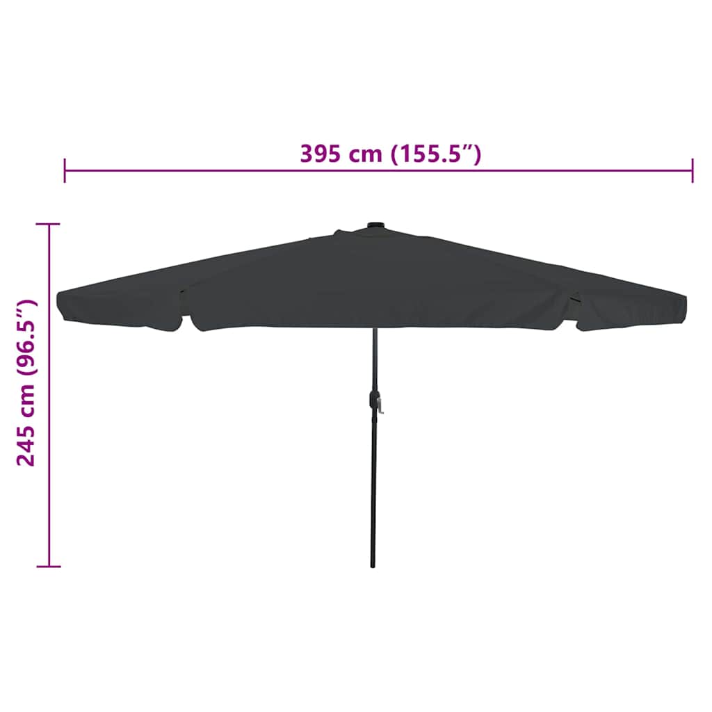 vidaXL Parasolka ogrodowa Antracyt 395 x 395 x 245 cm Poliester
