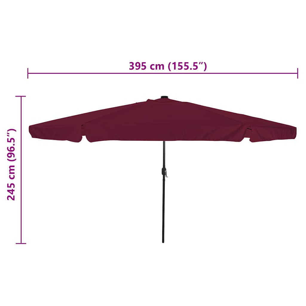 vidaXL Parasolka ogrodowa Bordeaux Czerwony 395 x 395 x 245 cm