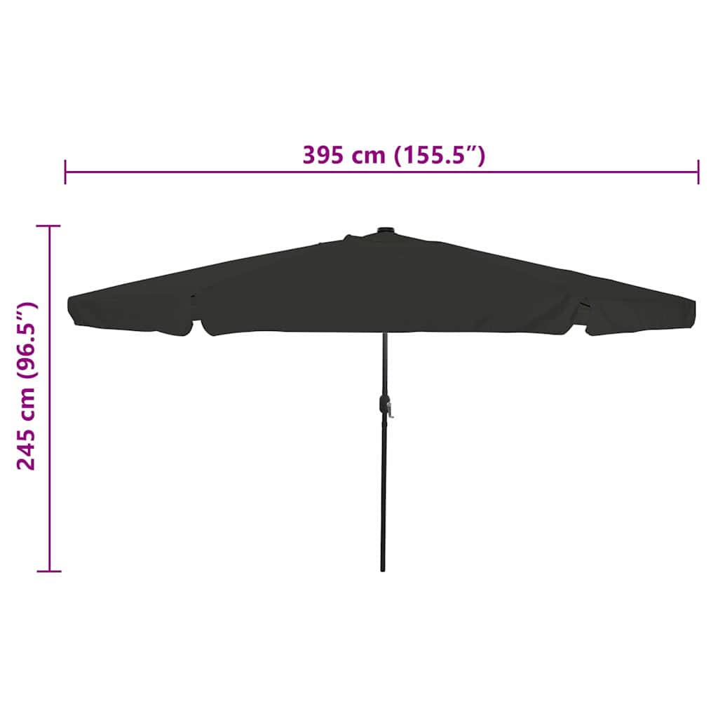 vidaXL Parasolka ogrodowa Czarny 395 x 395 x 245 cm Poliester