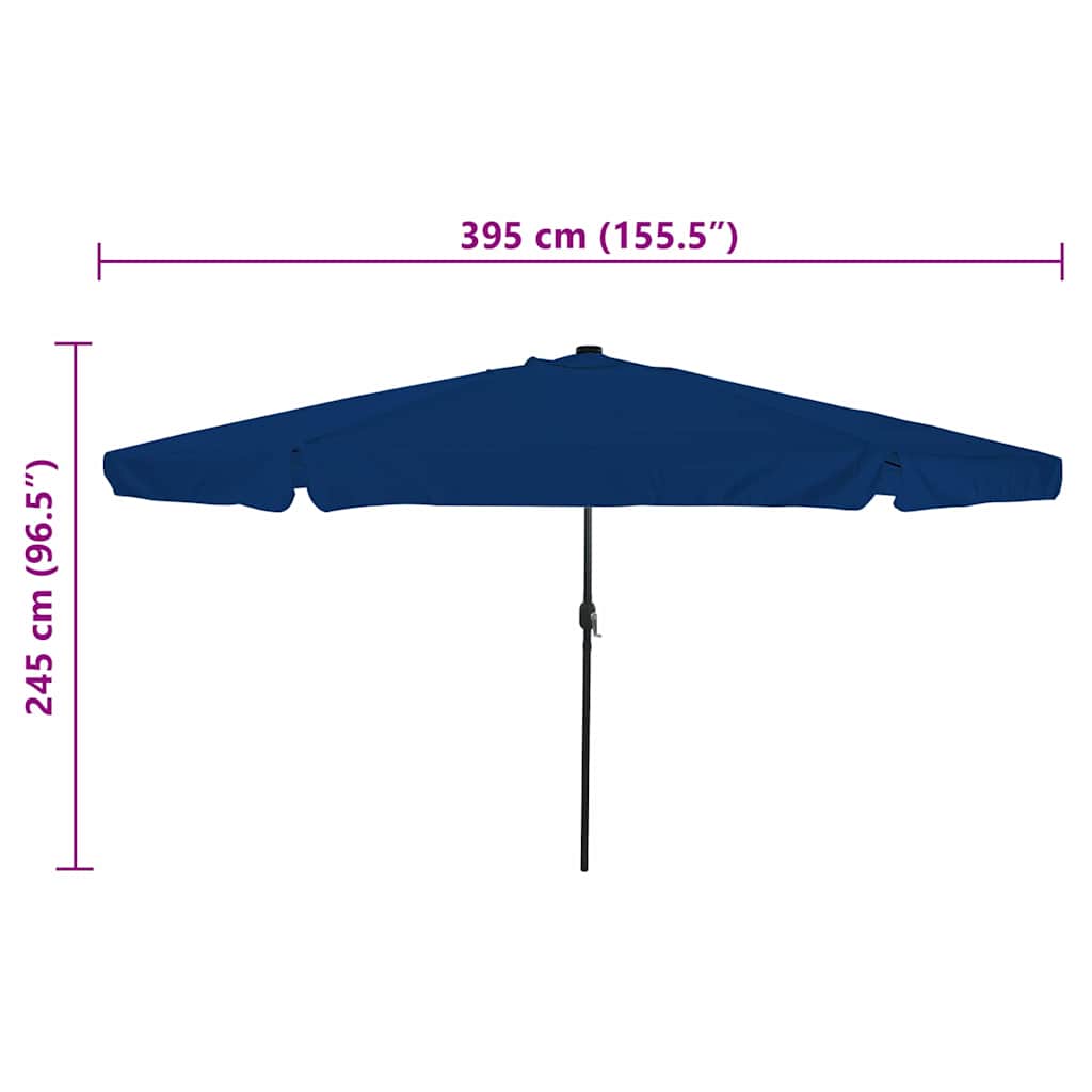 vidaXL Parasolka ogrodowa Niebieski azur 395 x 395 x 245 cm Poliester