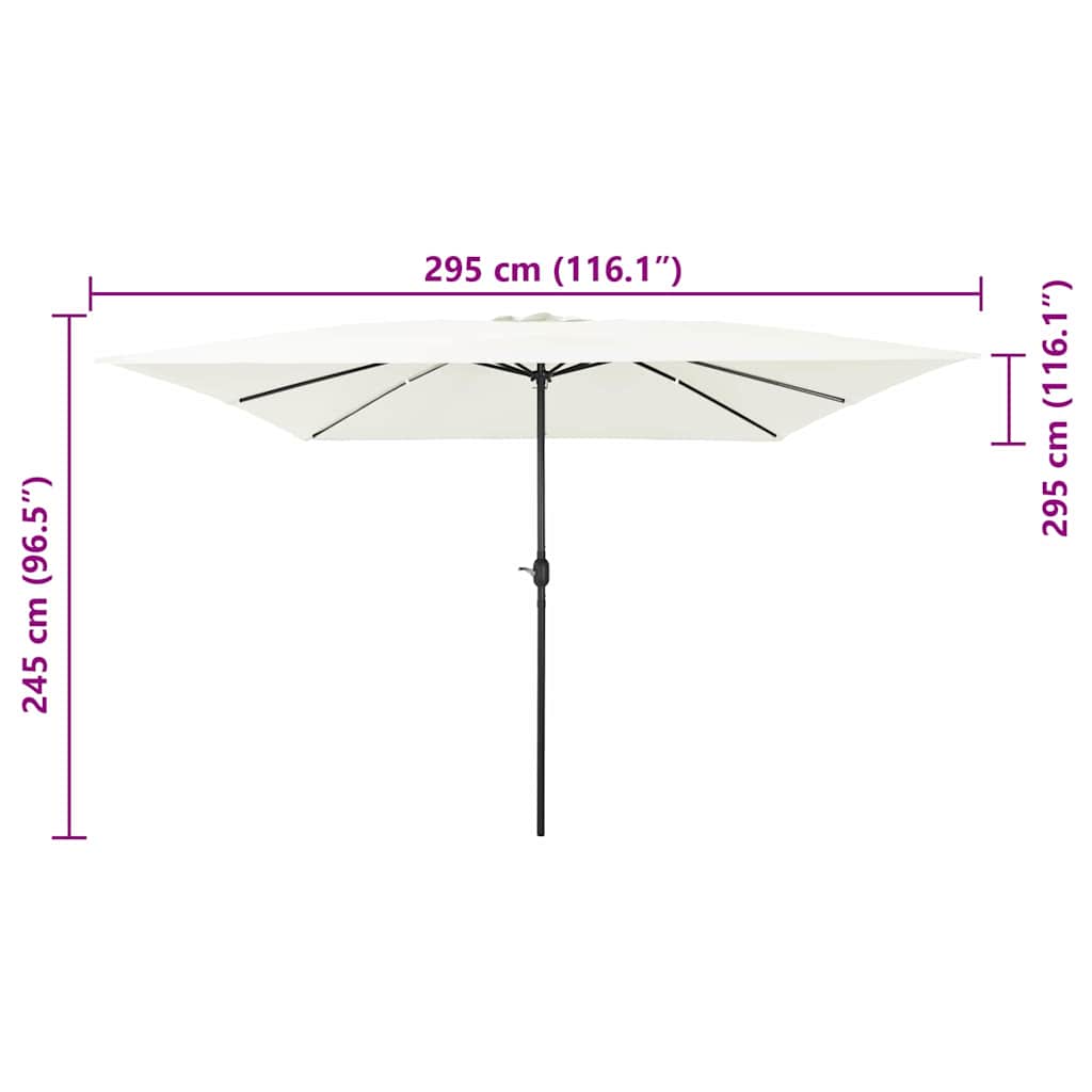 vidaXL Parasolka ogrodowa piaskowy 295 x 295 x 245 cm Poliester i Stal
