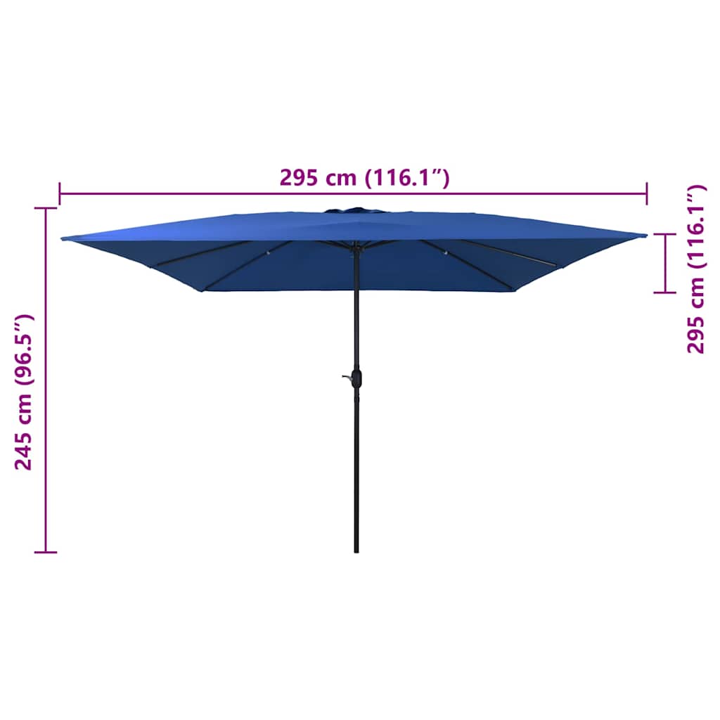 vidaXL Parasolka ogrodowa Niebieski azur 295 x 295 x 245 cm