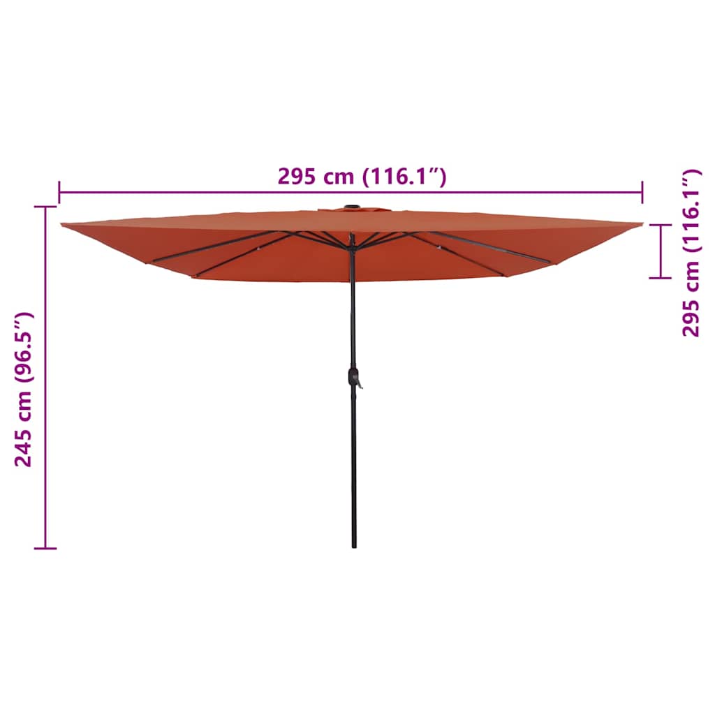 vidaXL Parasolka ogrodowa terakota 295 x 295 x 245 cm Poliester i Stal