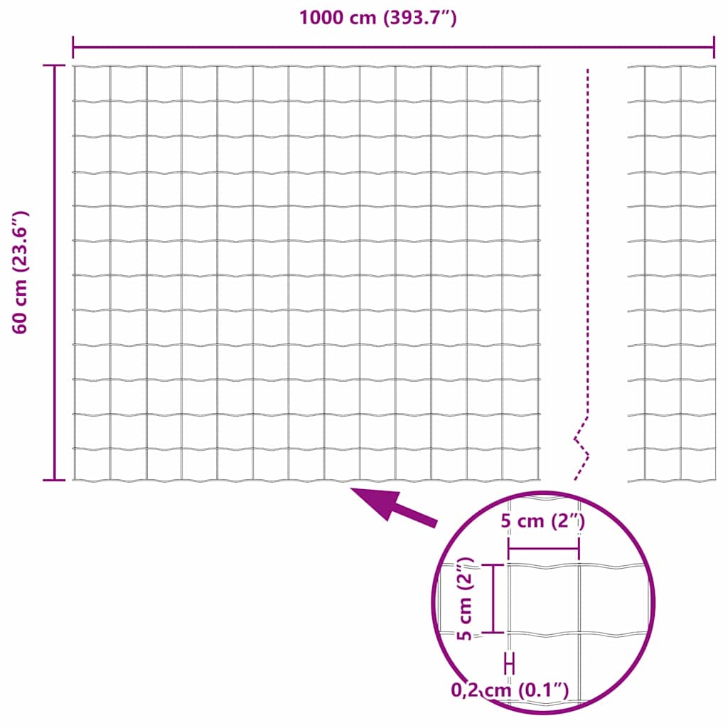 vidaXL Ogrodzenie Euro Zielony 0,6 x 10 m Żelazo pokryte PVC