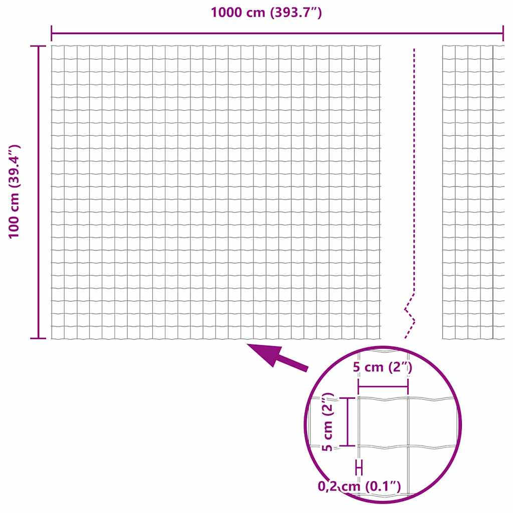 vidaXL Ogrodzenie Euro Szary 1 x 10 m Żelazo pokryte PVC