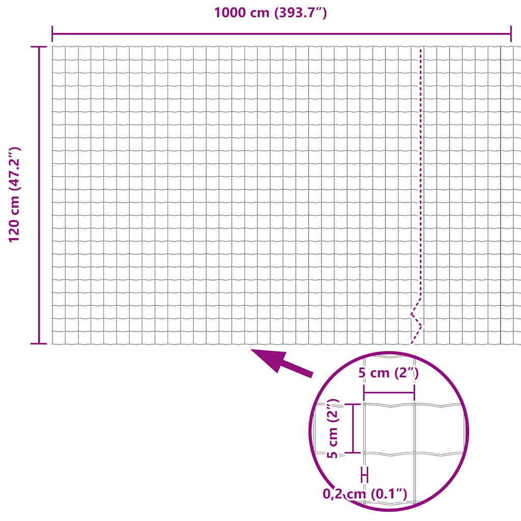 vidaXL Ogrodzenie Euro Szary 1,2 x 10 m Żelazo pokryte PVC