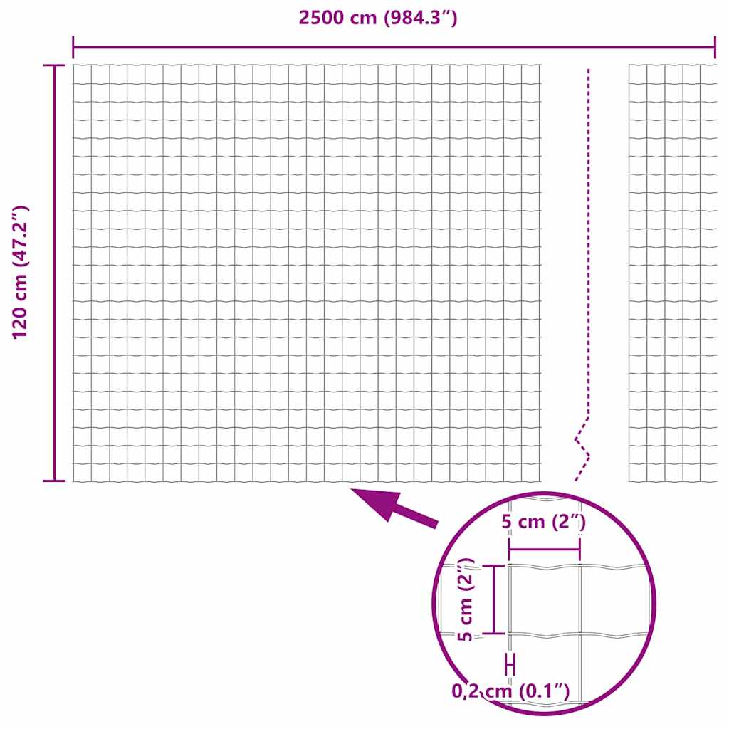 vidaXL Ogrodzenie Euro Szary 1,2 x 25 m Żelazo pokryte PVC