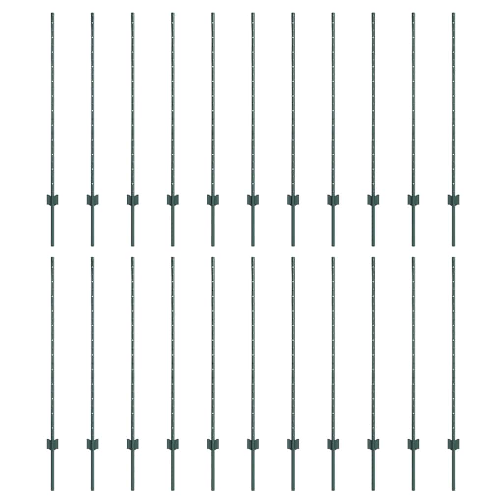 vidaXL Wbudowany słupek ogrodzeniowy 22 pcs zielony 160 cm