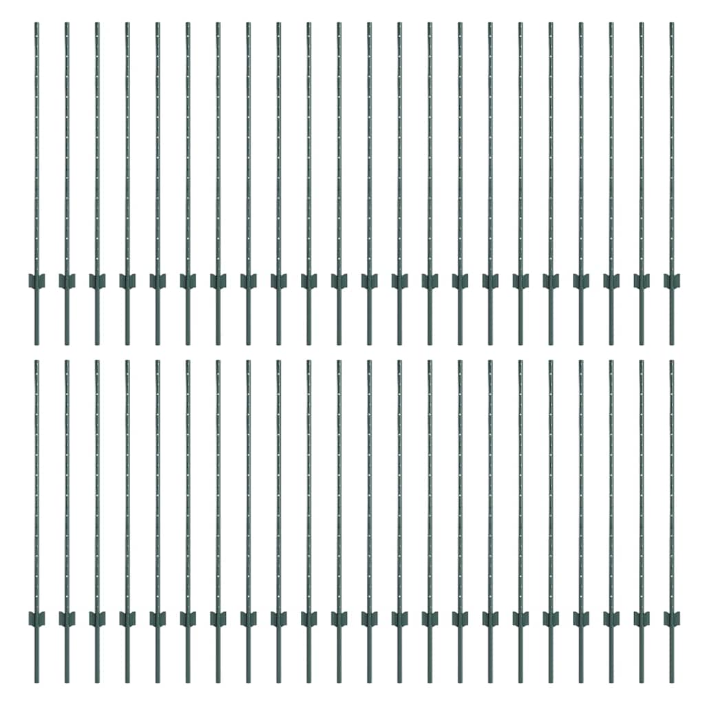 vidaXL Wbudowany słupek ogrodzeniowy 44 pcs zielony 160 cm