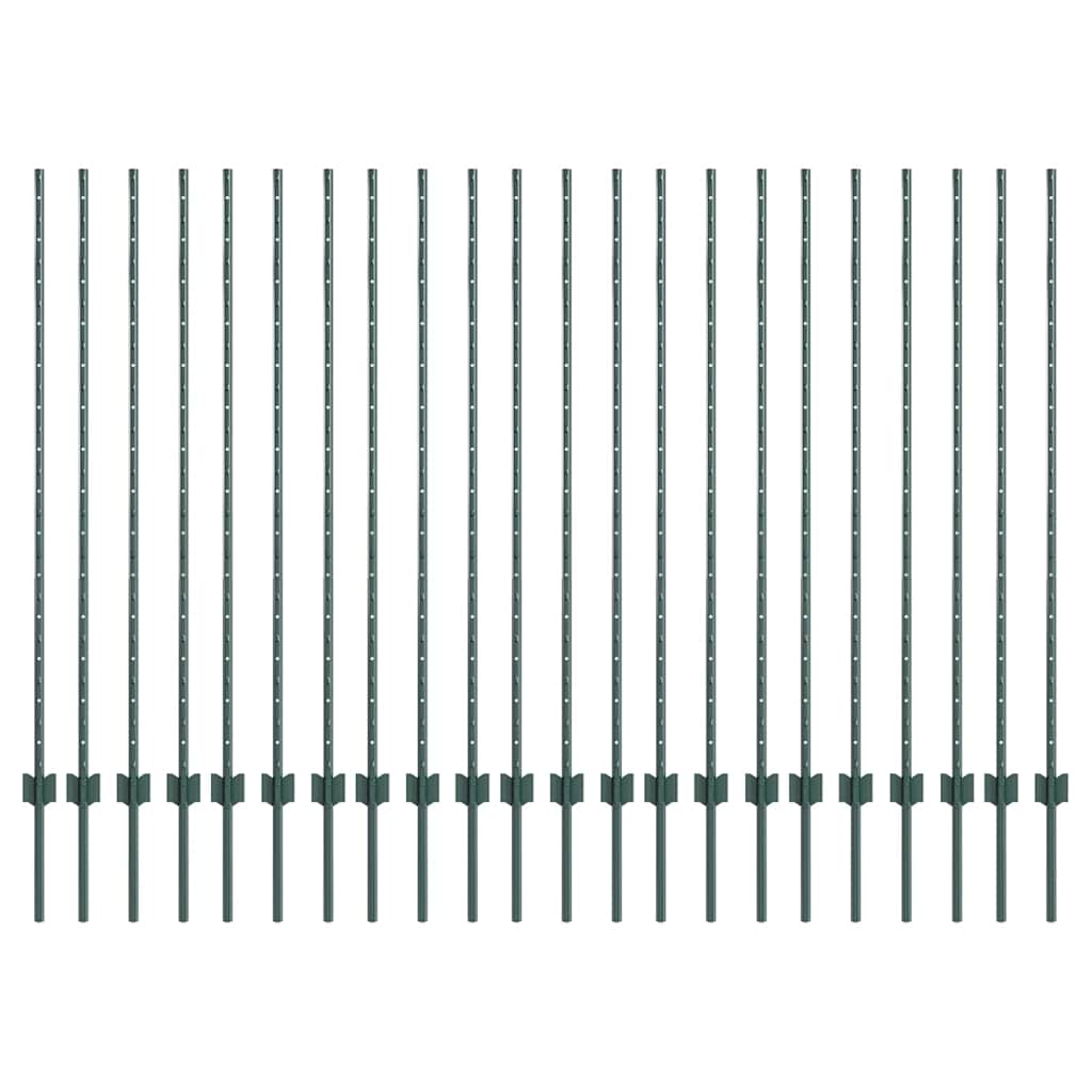 vidaXL Wbudowany słupek ogrodzeniowy 22 pcs zielony 180 cm