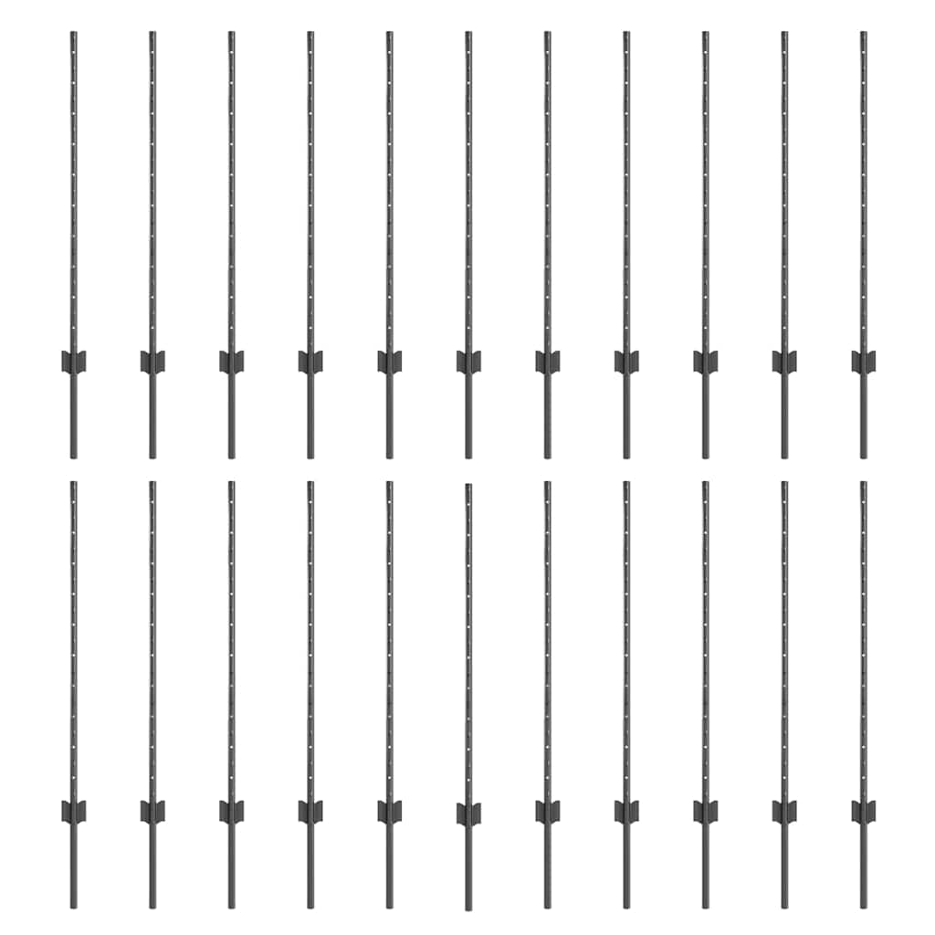 vidaXL Wbudowany słupek ogrodzeniowy 22 pcs Szary 140 cm