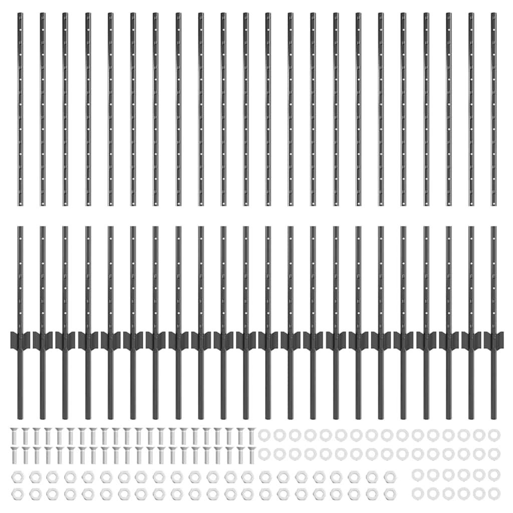 vidaXL Wbudowany słupek ogrodzeniowy 22 pcs Szary 140 cm