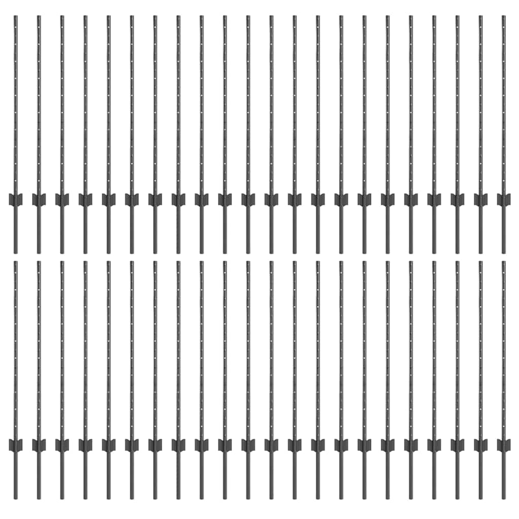 vidaXL Wbudowany słupek ogrodzeniowy 44 pcs Szary 140 cm