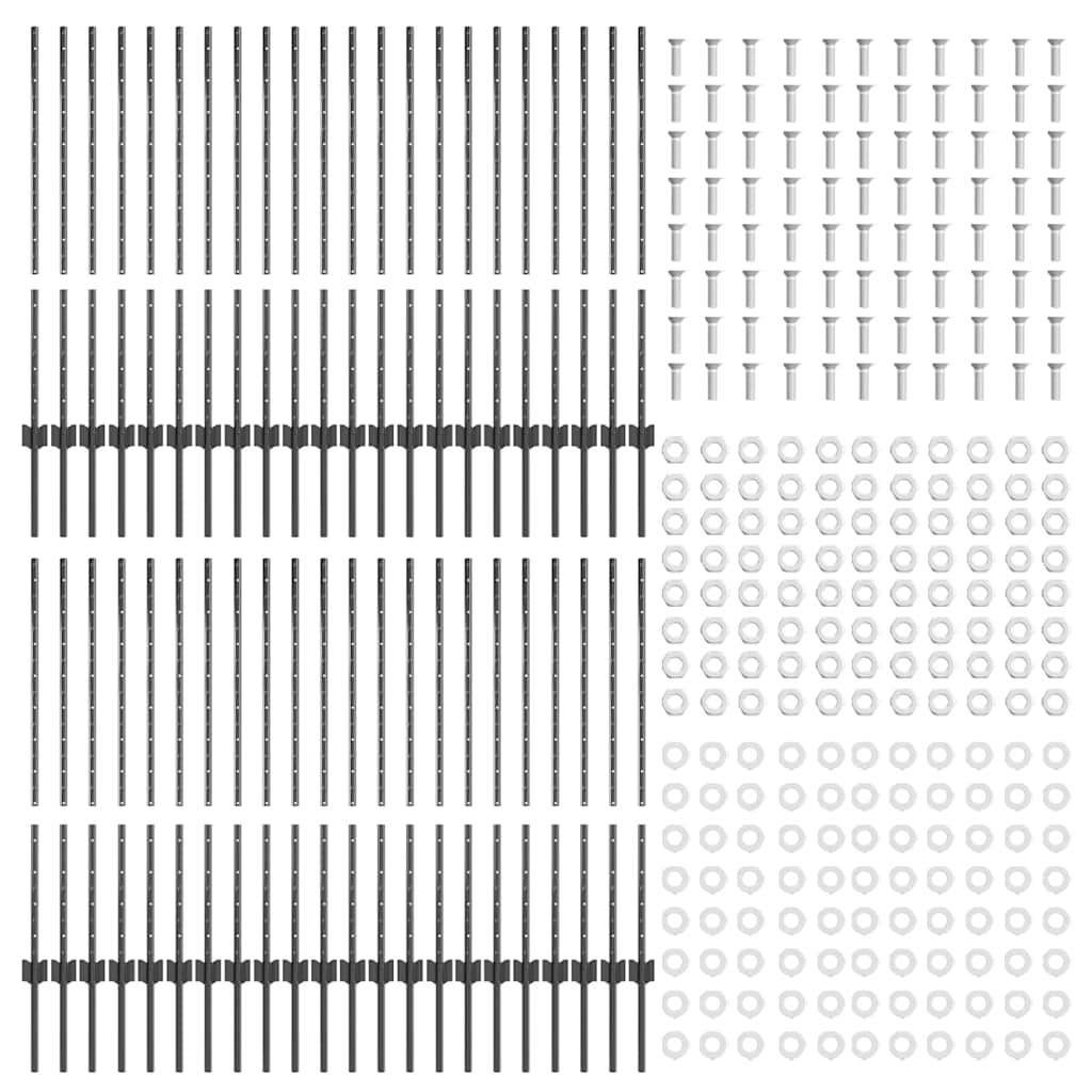 vidaXL Wbudowany słupek ogrodzeniowy 44 pcs Szary 140 cm