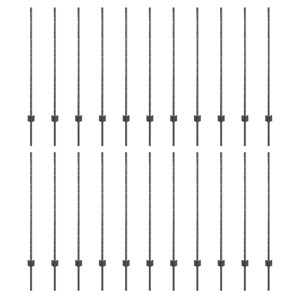 vidaXL Wbudowany słupek ogrodzeniowy 22 pcs Szary 160 cm
