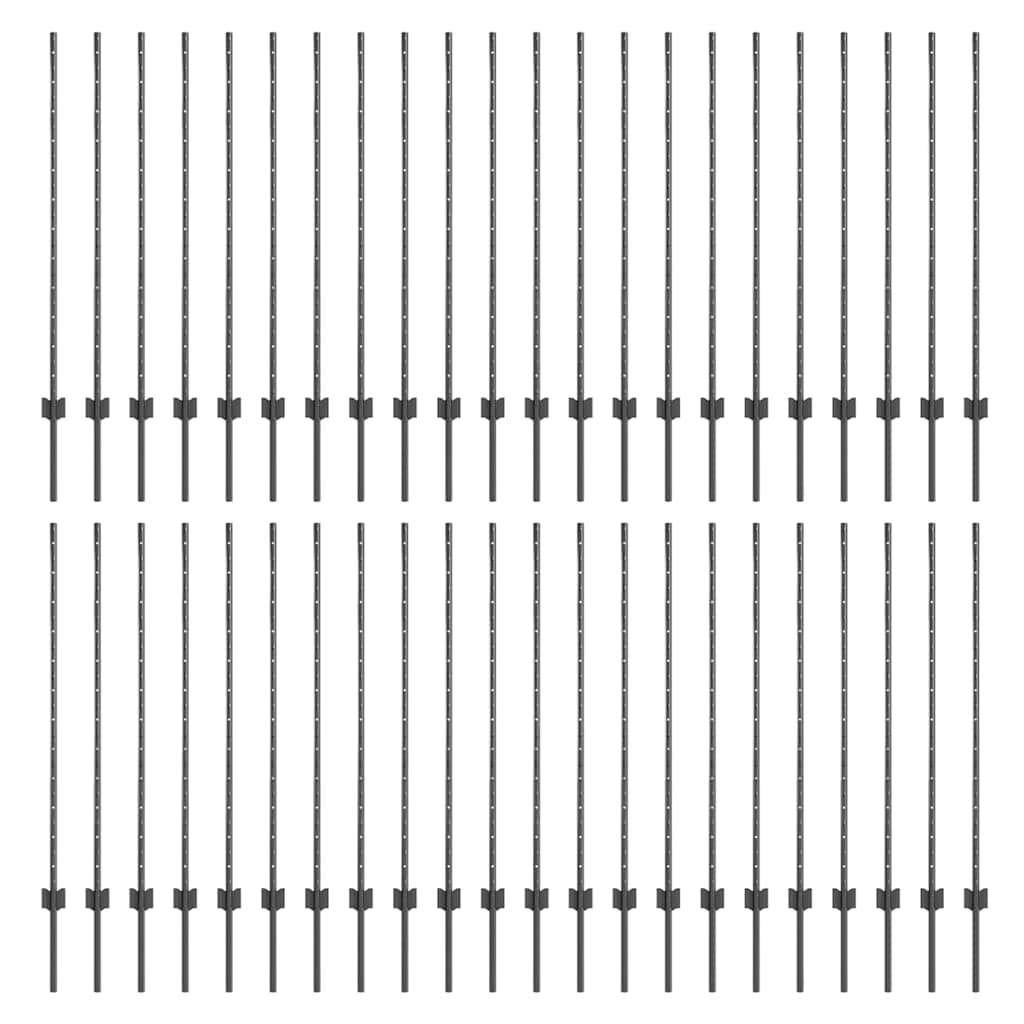 vidaXL Wbudowany słupek ogrodzeniowy 44 pcs Szary 160 cm