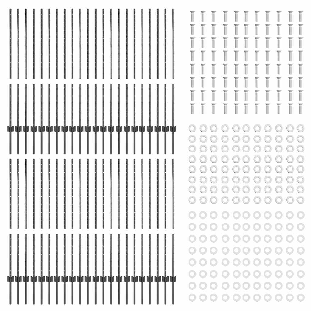 vidaXL Wbudowany słupek ogrodzeniowy 44 pcs Szary 160 cm