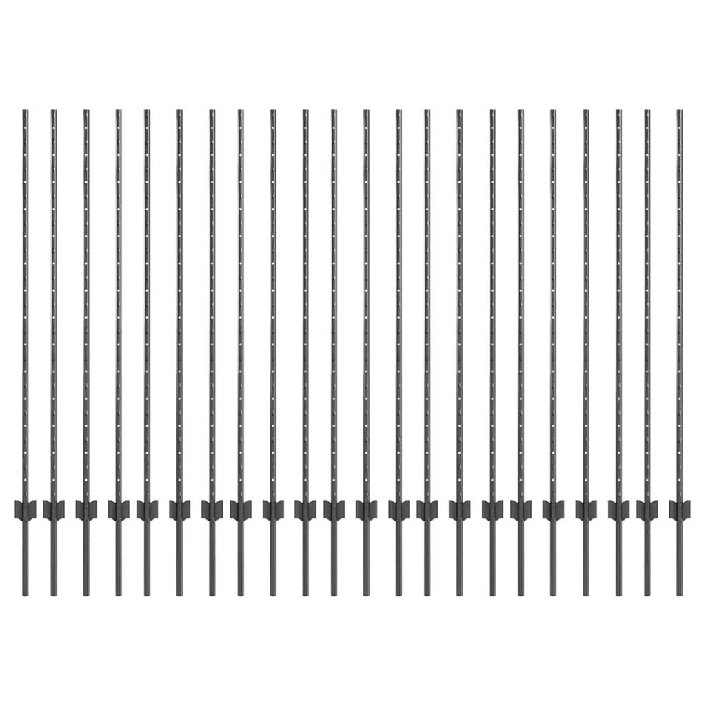 vidaXL Wbudowany słupek ogrodzeniowy 22 pcs Szary 180 cm