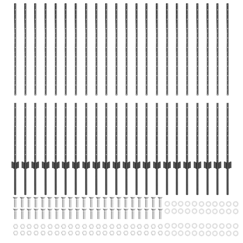 vidaXL Wbudowany słupek ogrodzeniowy 22 pcs Szary 180 cm
