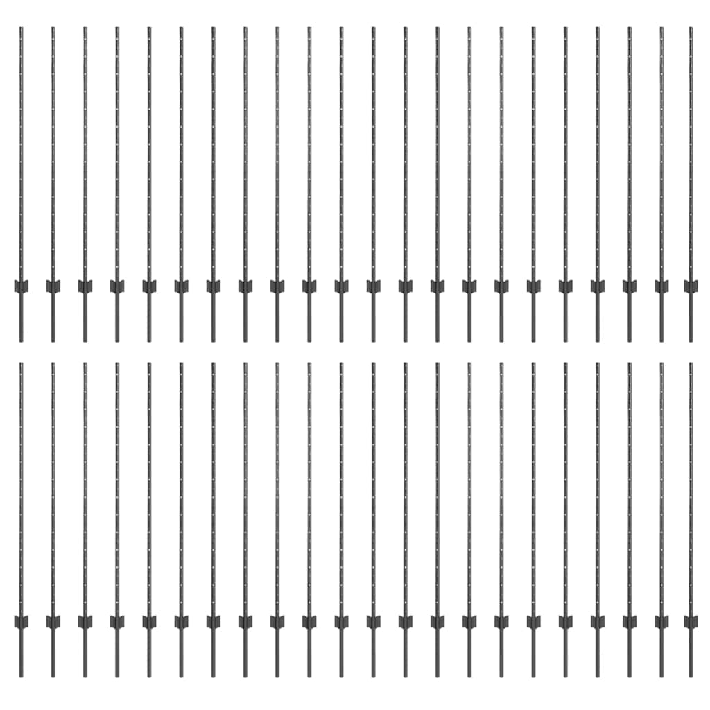 vidaXL Wbudowany słupek ogrodzeniowy 44 pcs Szary 180 cm