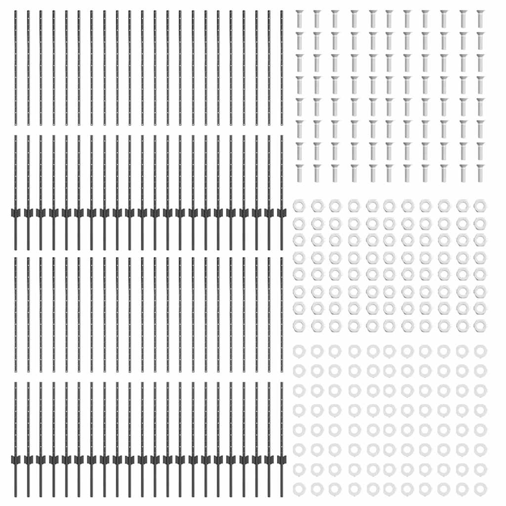 vidaXL Wbudowany słupek ogrodzeniowy 44 pcs Szary 180 cm