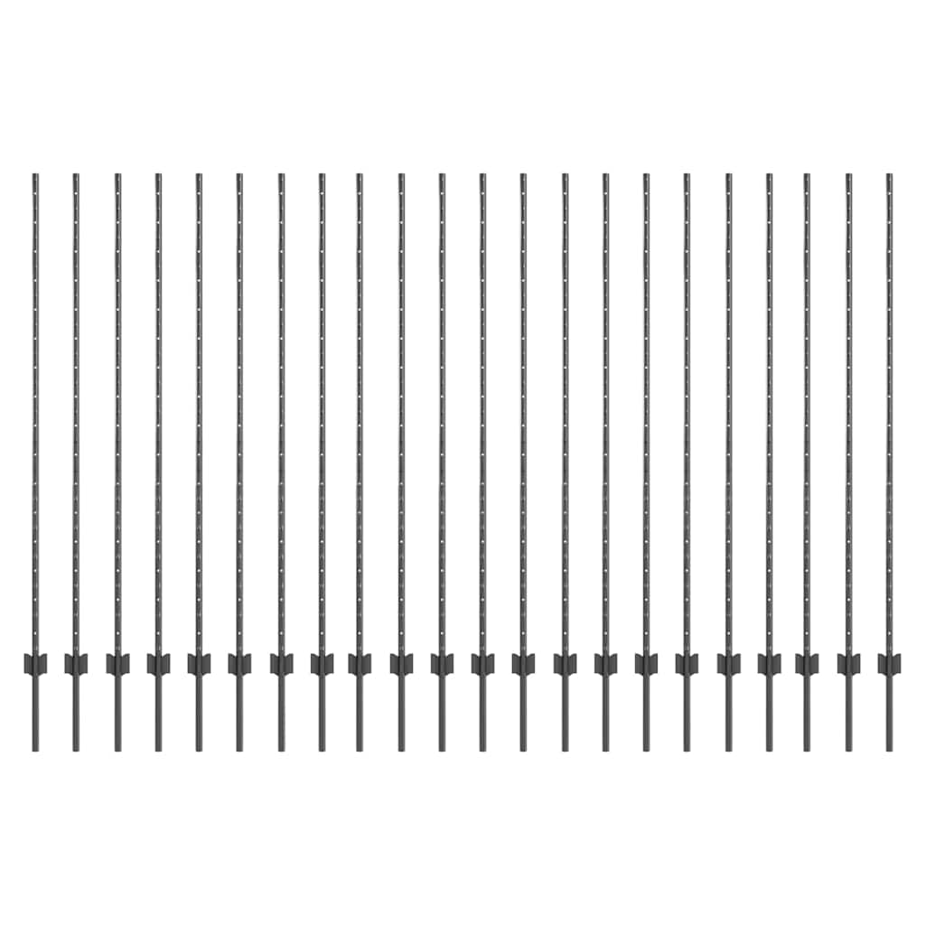 vidaXL Wbudowany słupek ogrodzeniowy 22 pcs Szary 200 cm
