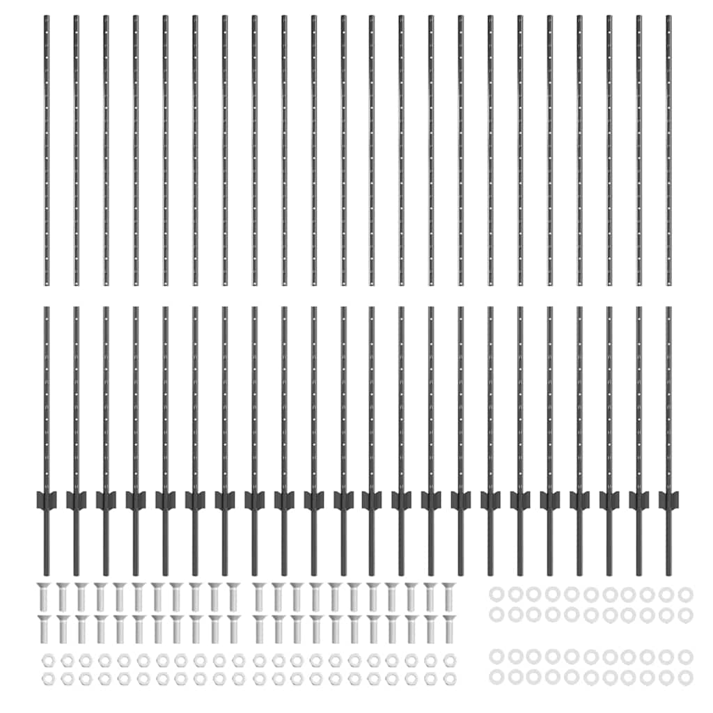 vidaXL Wbudowany słupek ogrodzeniowy 22 pcs Szary 200 cm