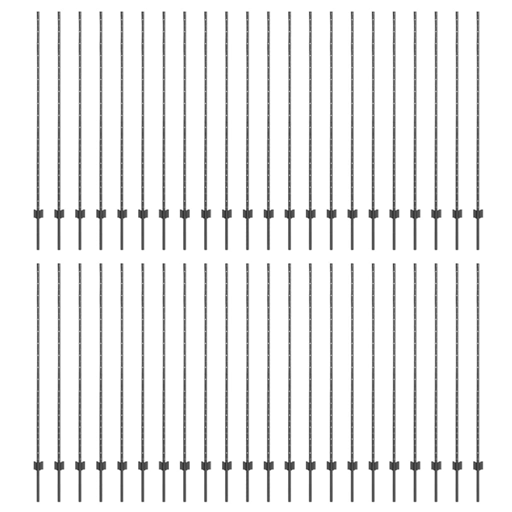 vidaXL Wbudowany słupek ogrodzeniowy 44 pcs Szary 200 cm
