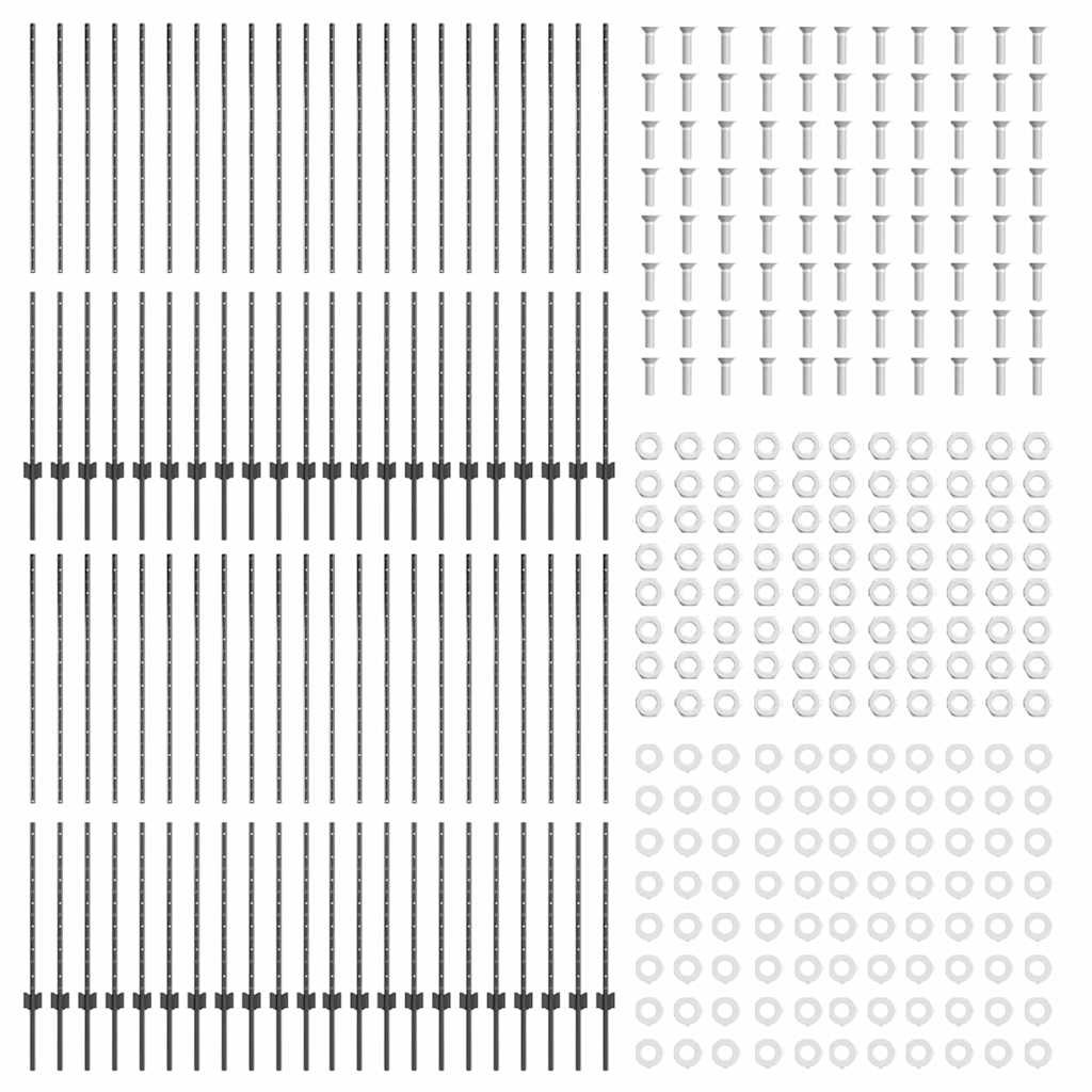 vidaXL Wbudowany słupek ogrodzeniowy 44 pcs Szary 200 cm