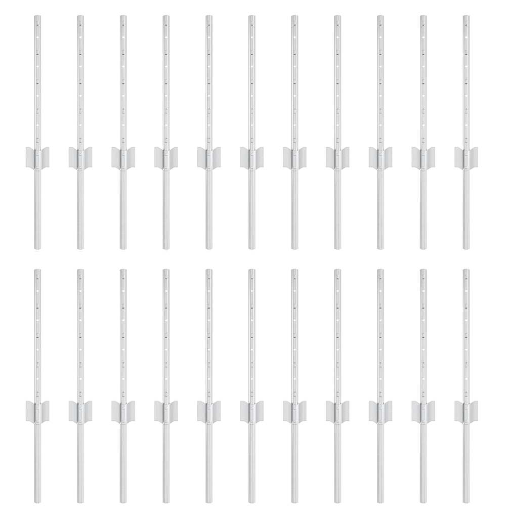 vidaXL Wbudowany słupek ogrodzeniowy 22 pcs srebrny 80 cm