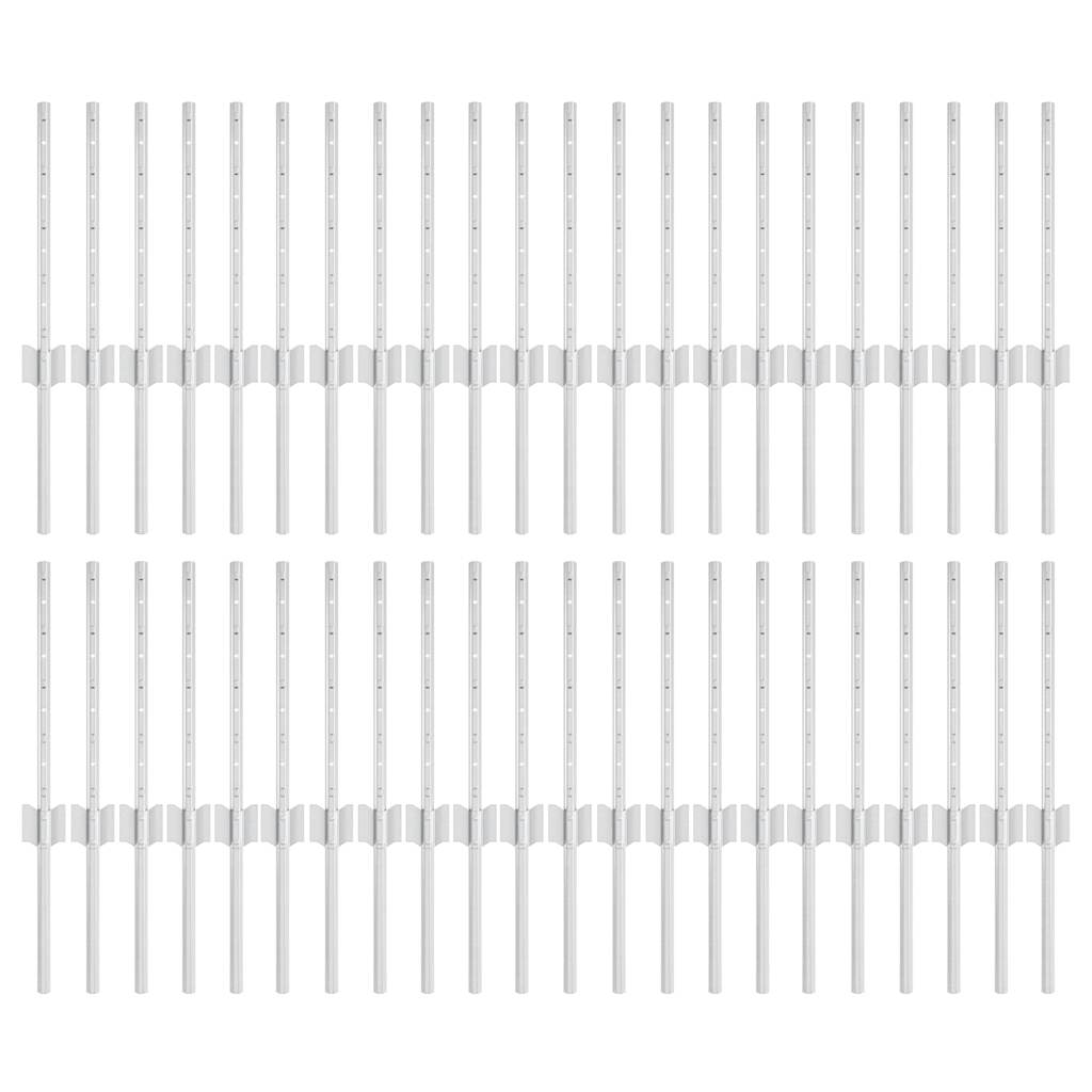 vidaXL Wbudowany słupek ogrodzeniowy 44 pcs srebrny 80 cm