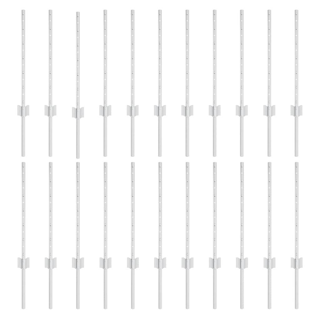 vidaXL Wbudowany słupek ogrodzeniowy 22 pcs srebrny 100 cm