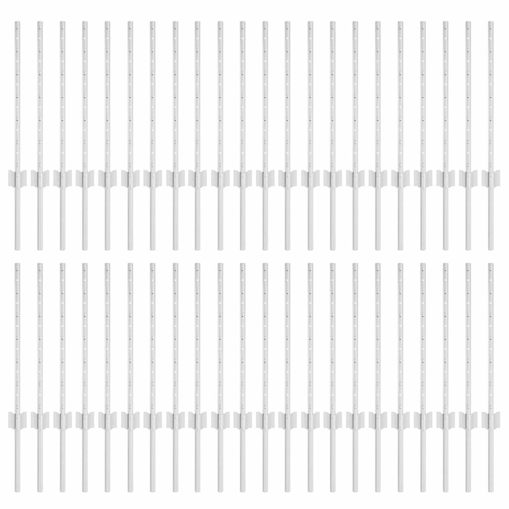 vidaXL Wbudowany słupek ogrodzeniowy 44 pcs srebrny 100 cm