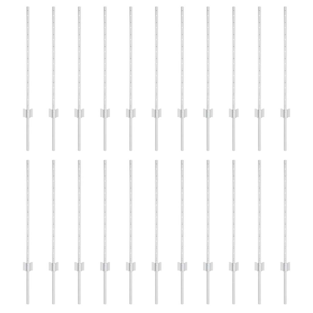 vidaXL Wbudowany słupek ogrodzeniowy 22 pcs srebrny 120 cm