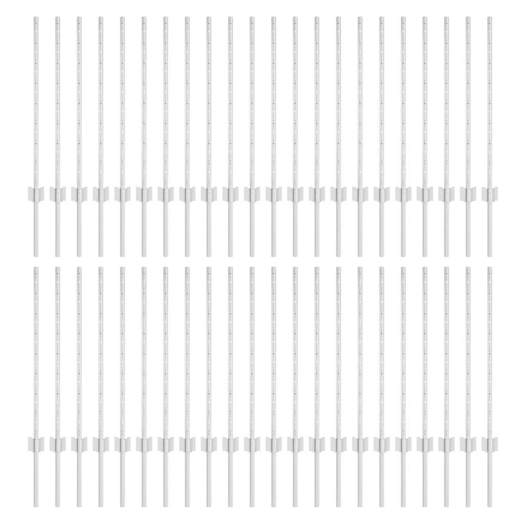 vidaXL Wbudowany słupek ogrodzeniowy 44 pcs srebrny 120 cm