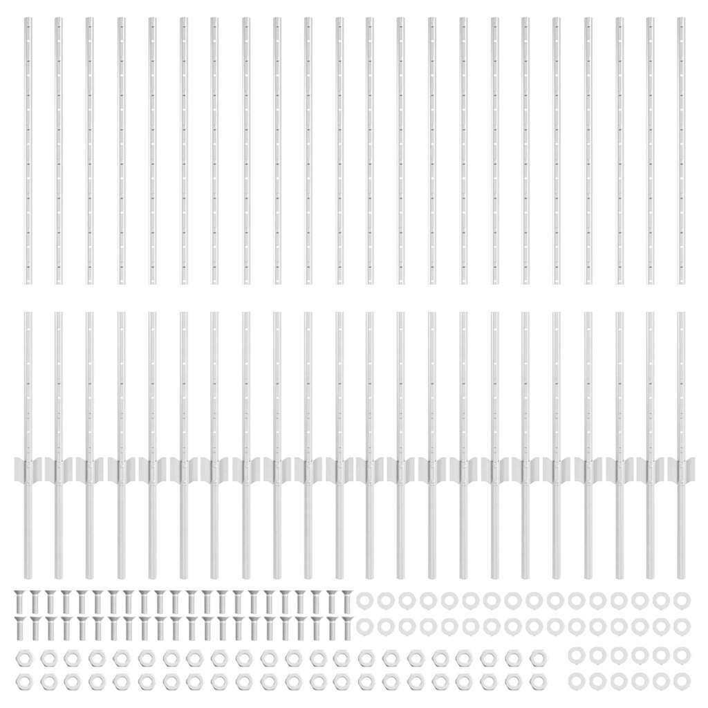 vidaXL Wbudowany słupek ogrodzeniowy 22 pcs srebrny 140 cm