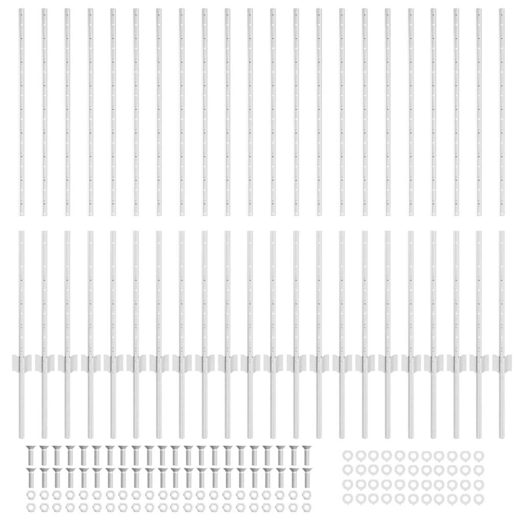vidaXL Wbudowany słupek ogrodzeniowy 22 pcs srebrny 160 cm