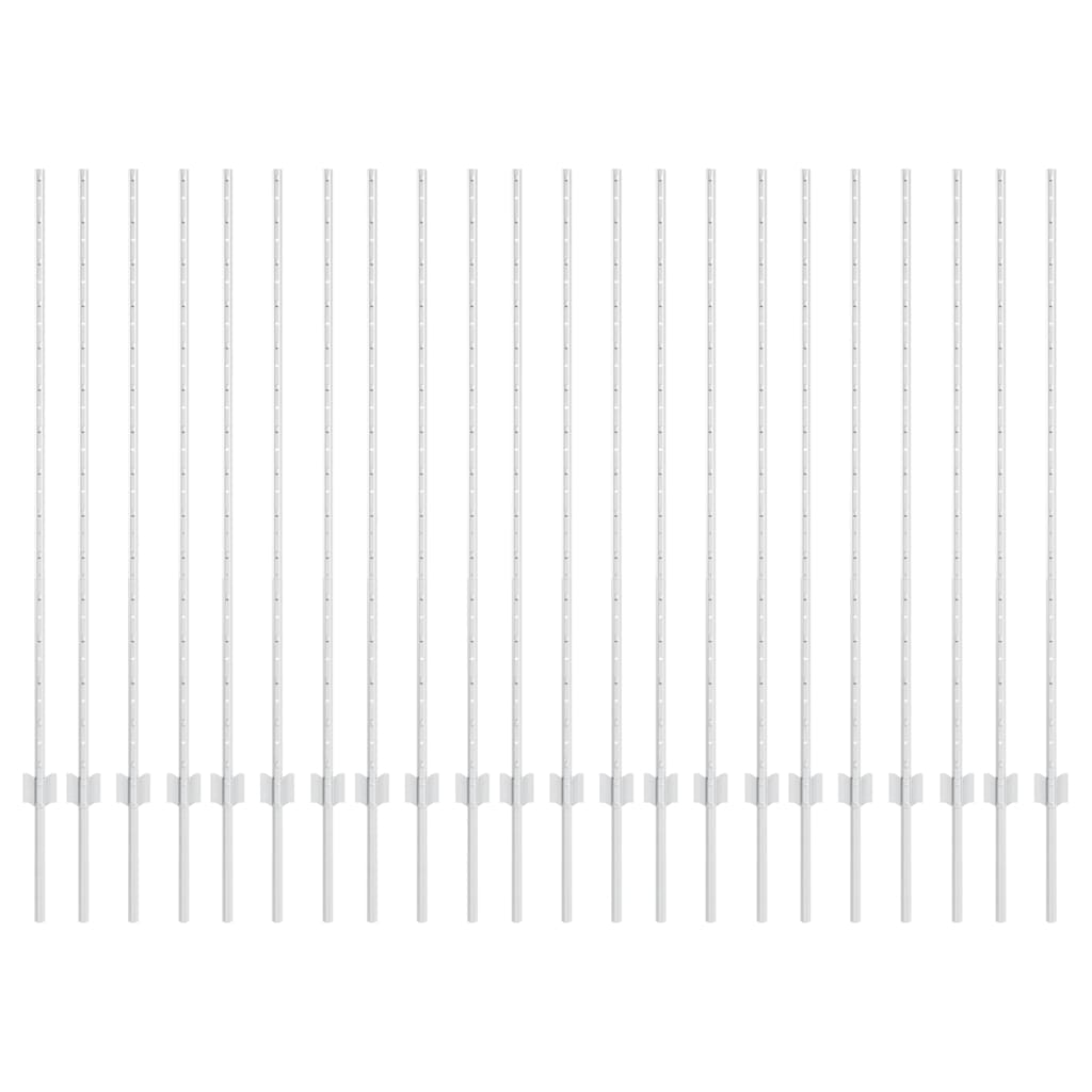 vidaXL Wbudowany słupek ogrodzeniowy 22 pcs srebrny 180 cm