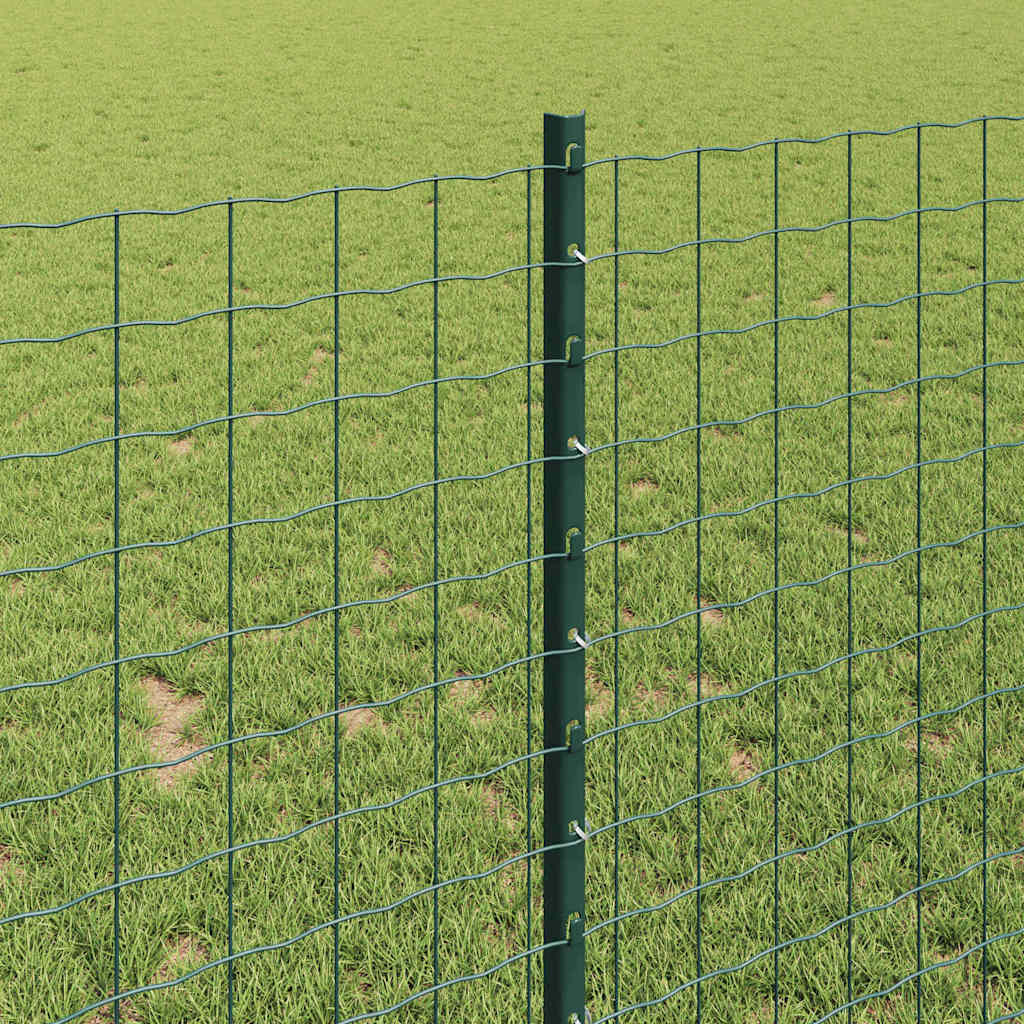 vidaXL Ogrodzenie Euro z słupkiem 10 x 1 m Stal pokryta PVC zielony