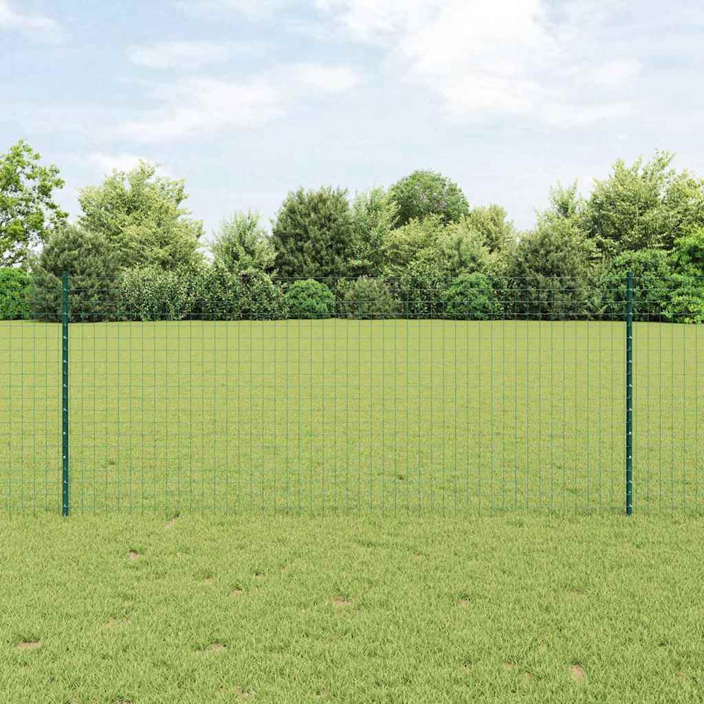 vidaXL Ogrodzenie Euro z słupkiem 10 x 1 m Stal pokryta PVC zielony