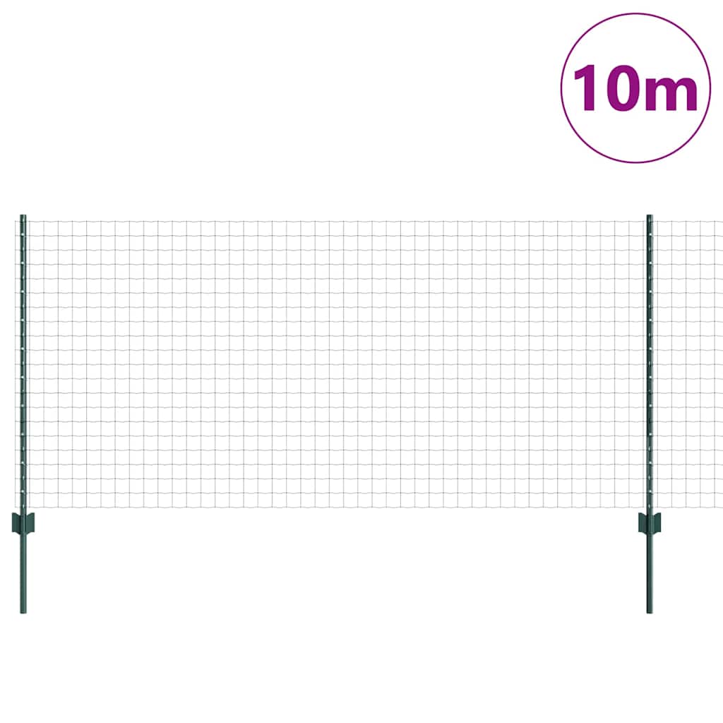 vidaXL Ogrodzenie Euro z słupkiem 10 x 1 m Stal pokryta PVC zielony