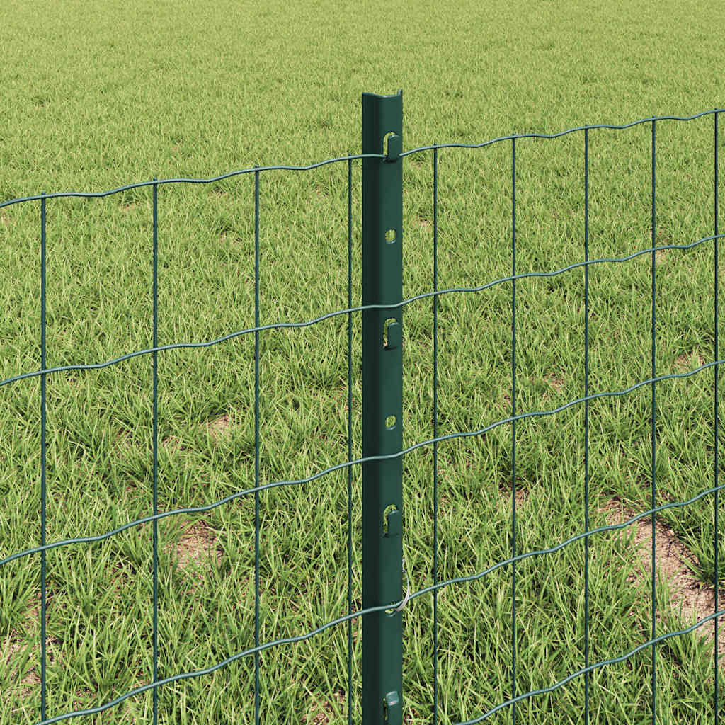 vidaXL Ogrodzenie Euro z słupkiem 10 x 0,4 m Stal pokryta PVC zielony